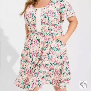 Torrid Mini Swiss Dot Tunic Center Pleat Dress - Size 3